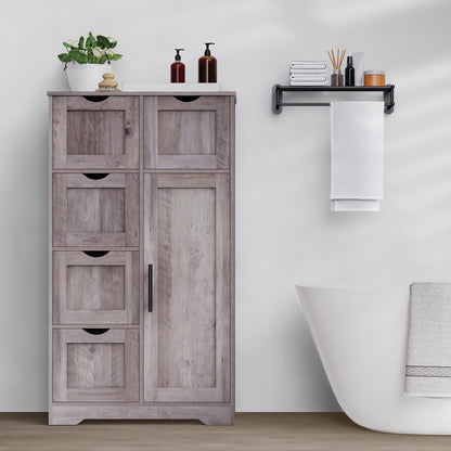 Tall Bathroom Cabinet – Grey Wood