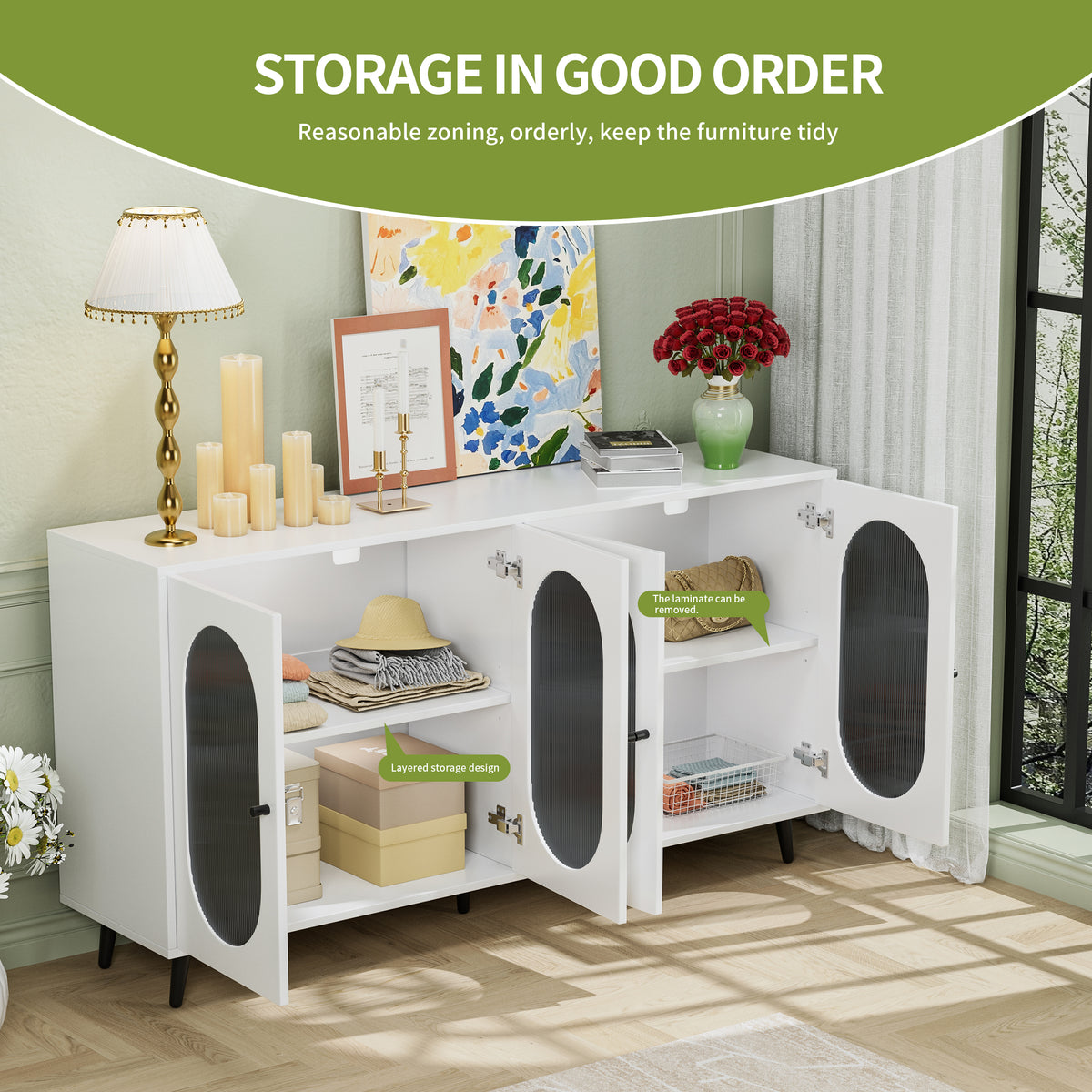 White Acrylic Sideboard Cabinet