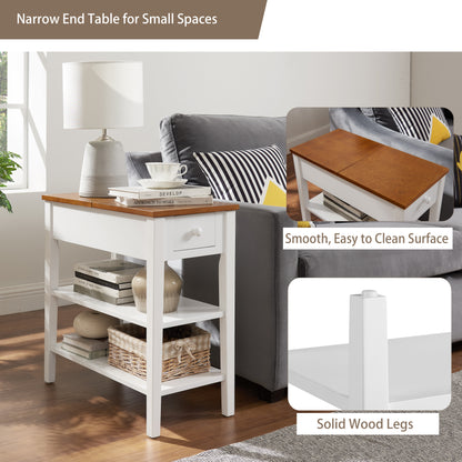 Wooden End Table with USB Ports Walnut