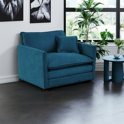 Deep Seat Armchair Blue Chenille