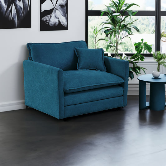 Deep Seat Armchair Blue Chenille