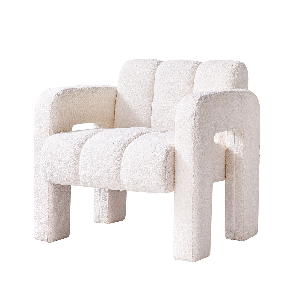 Boucle Accent Chair Beige Upholstery
