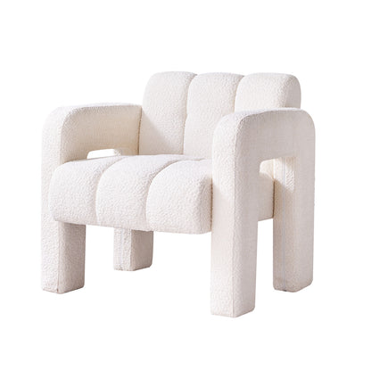 Boucle Accent Chair Beige Upholstery