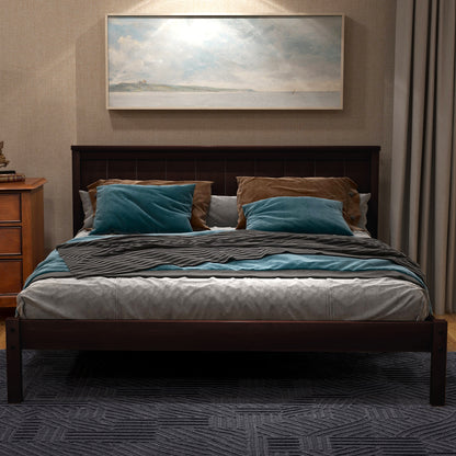 Full Platform Bed with Headboard Espresso