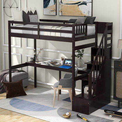 Loft Bed with Storage Espresso