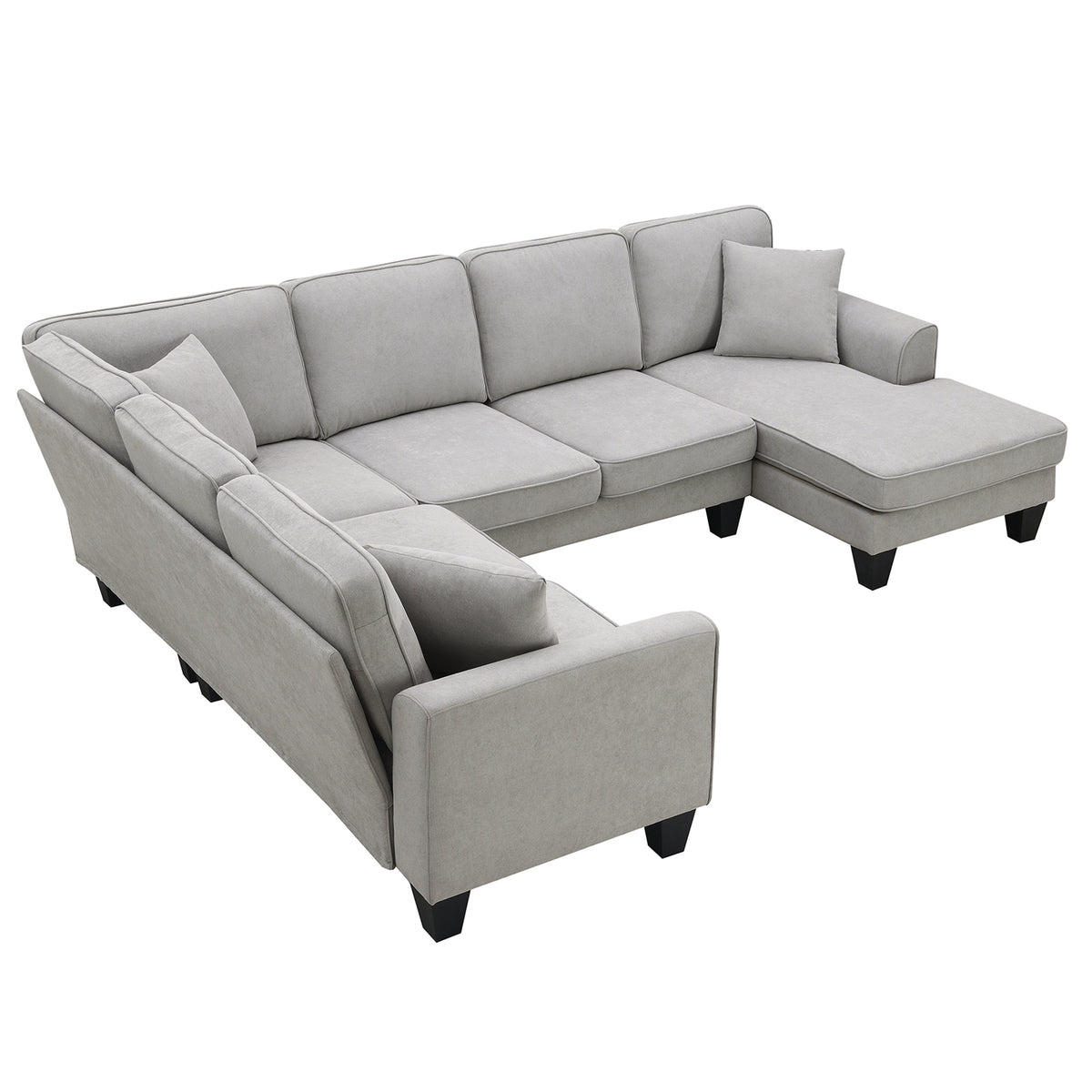 Modern U-Shape Sectional Sofa Light Gray