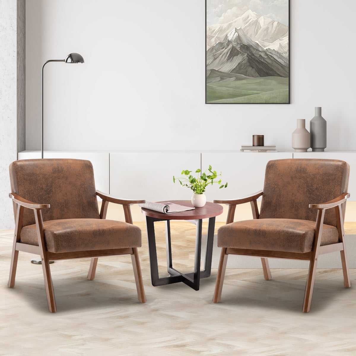 Medieval Wood Accent Chair with Thick Backrest