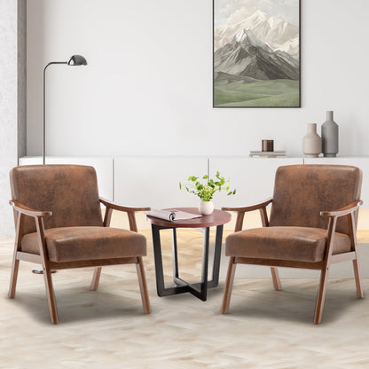 Medieval Wood Accent Chair with Thick Backrest