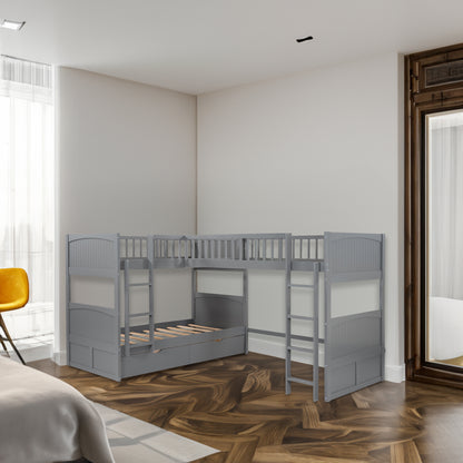 Twin Bunk Bed with Drawers Gray