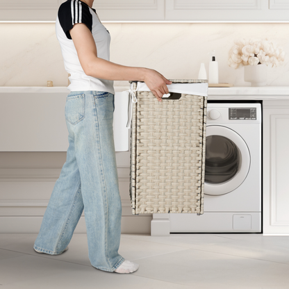 Light Grey Laundry Hamper with Lid and Wheels