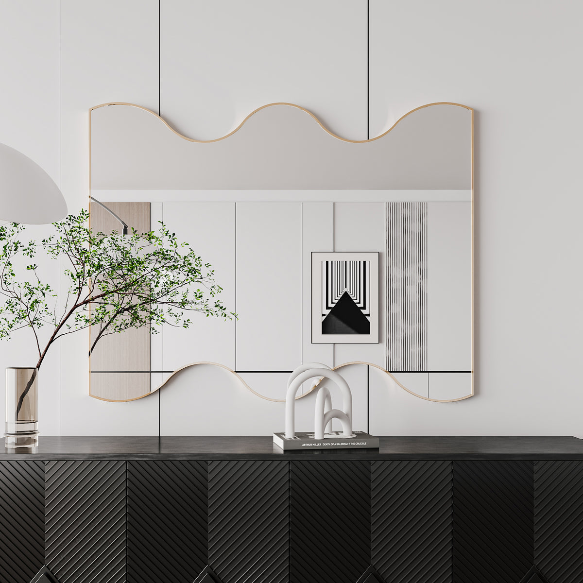 30x35” Rectangular Wall Mirror – Black Frame