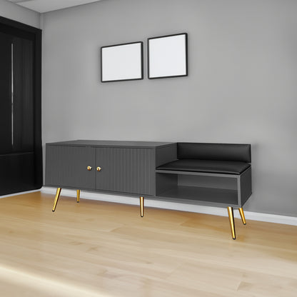 Modern Gray Shoe Storage Bench with Hidden Upholstered Seat