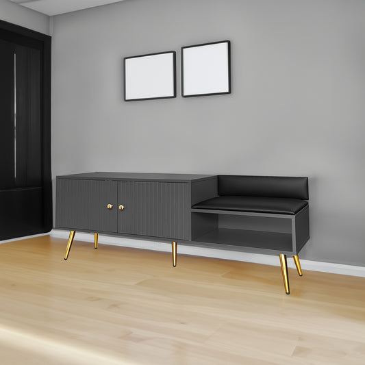 Modern Gray Shoe Storage Bench with Hidden Upholstered Seat