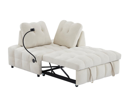 Velvet Sofa Bed with Storage – Beige
