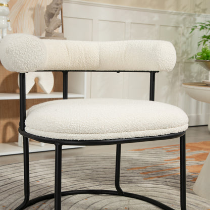 Boucle Dining Chairs Set of 2 Beige