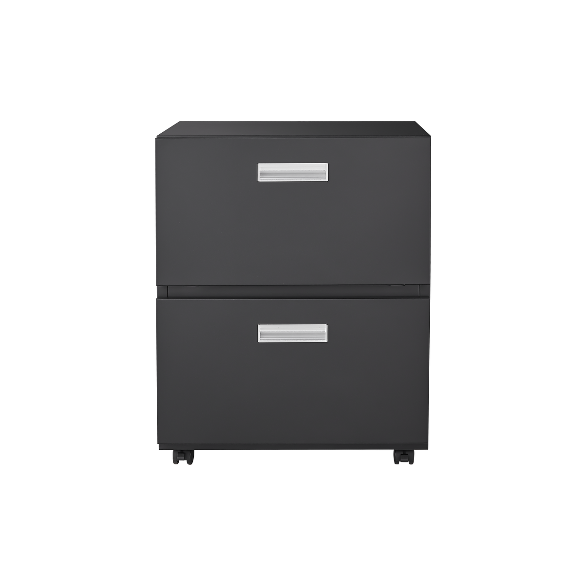Black Mobile Copier Cabinet – 2-Door Steel File & Printer Stand with Locking Wheels