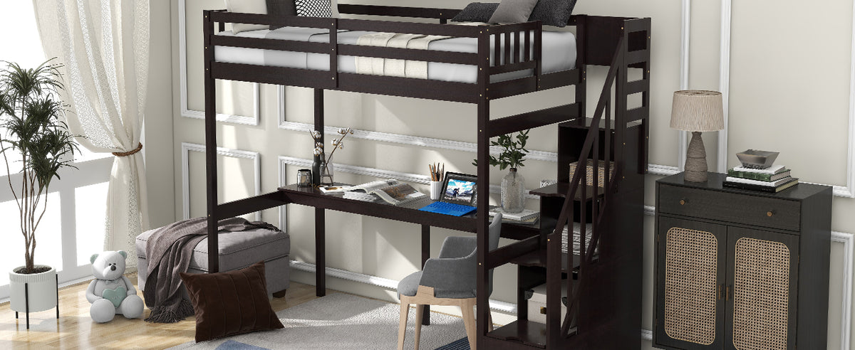 Loft Bed with Storage Espresso