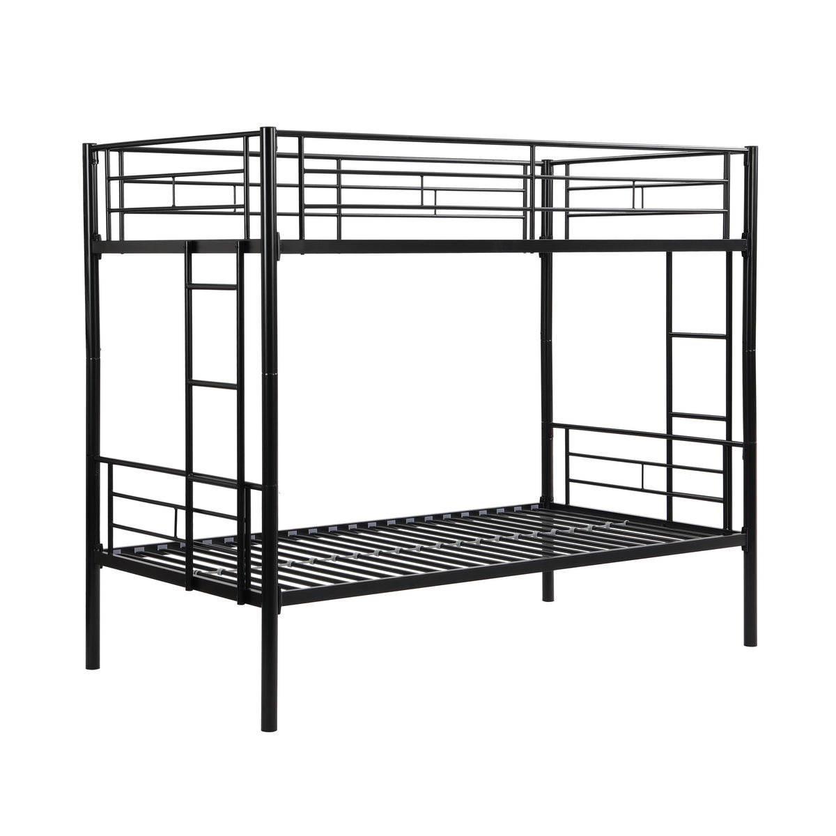Full Metal Bunk Bed with Guardrails Black
