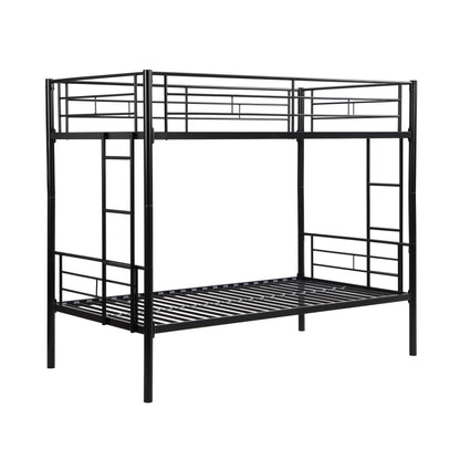 Full Metal Bunk Bed with Guardrails Black