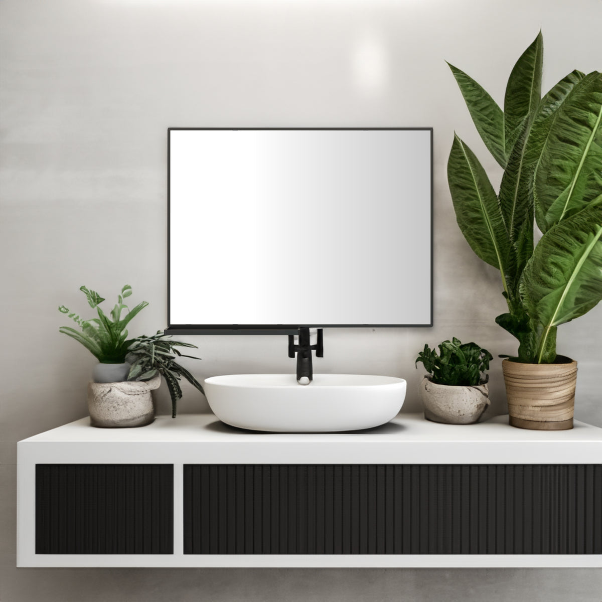 40x30” Rectangular Bathroom Mirror with Storage Rack