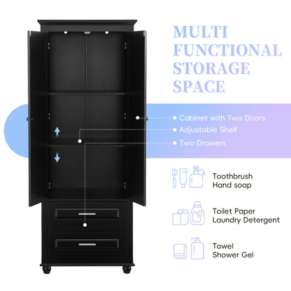 Tall Black Storage Cabinet with Drawers