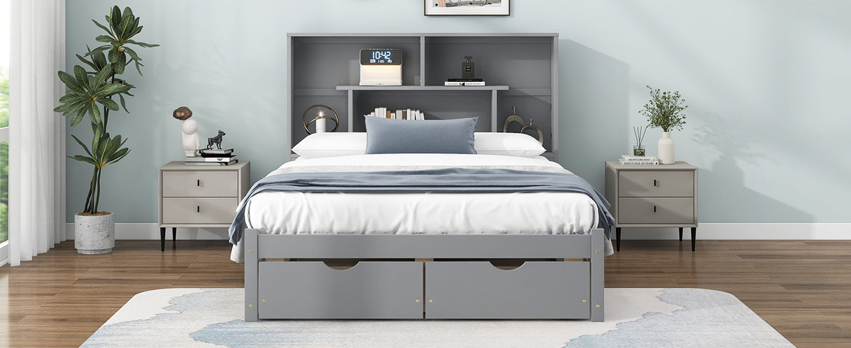 Full Platform Bed Gray