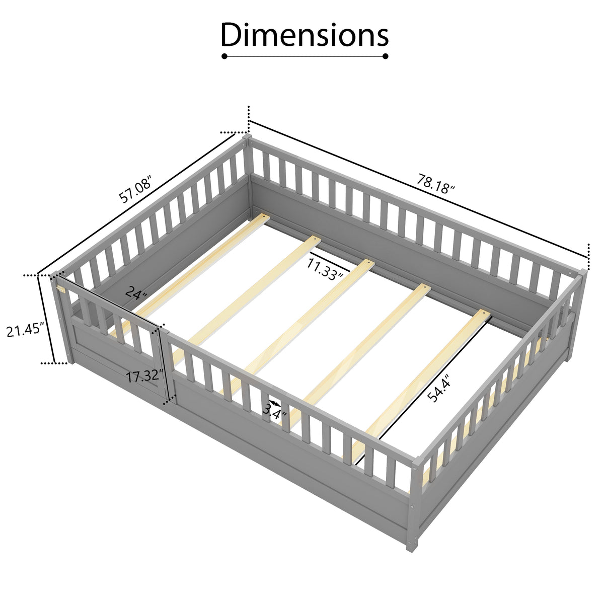 Montessori Floor Bed Gray