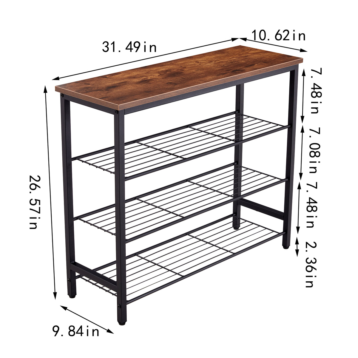 4-Tier Shoe Rack with MDF Top Board