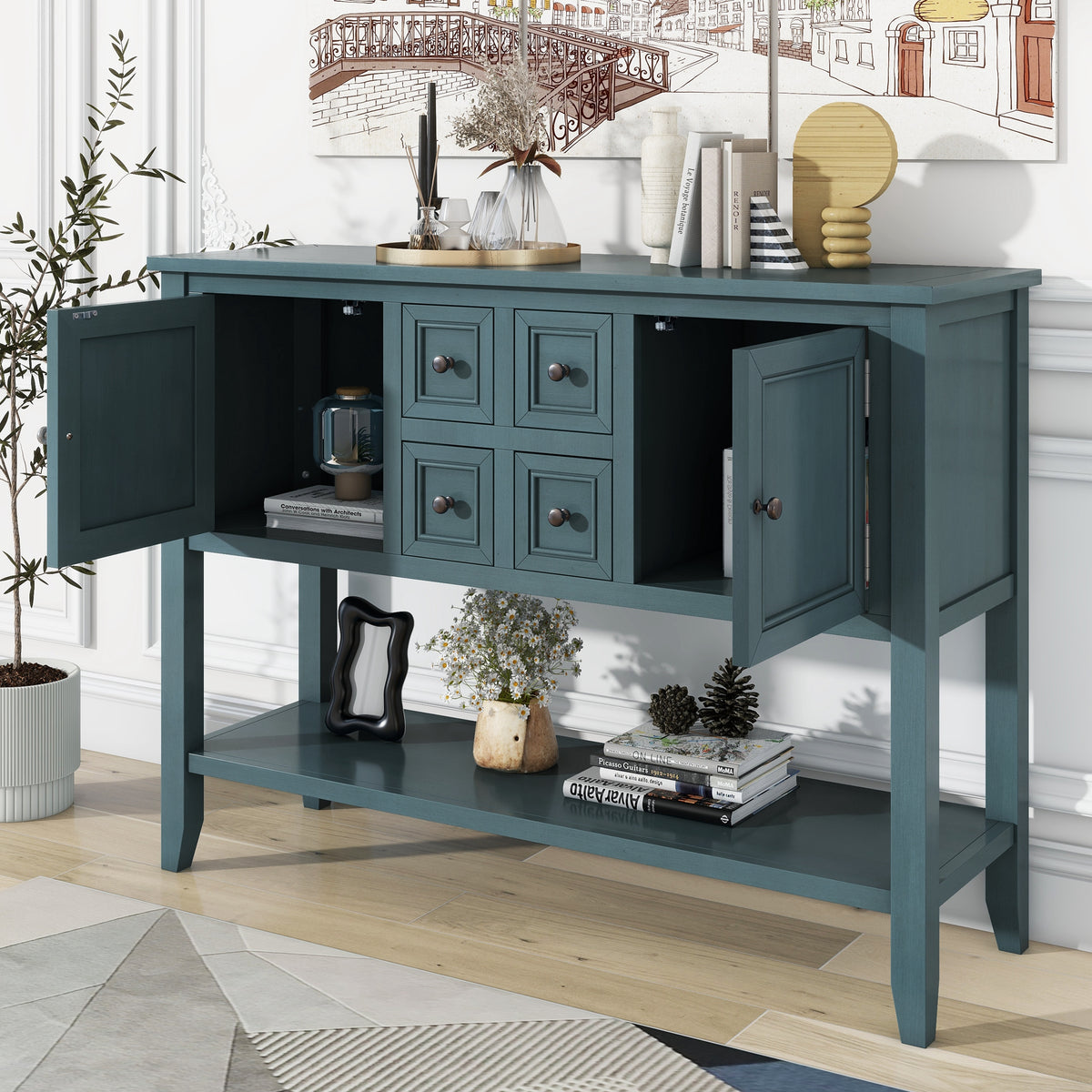 Cambridge Retro Console Desk – 4 Drawers