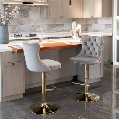 Adjustable Chrome Bar Stools Set of 2 Gray