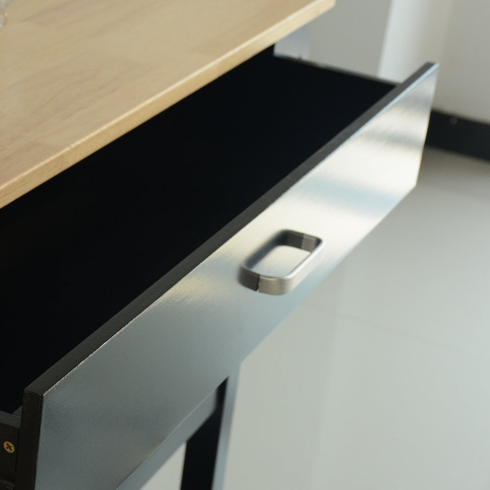 Mobile Kitchen Island with Rubber Wood Top