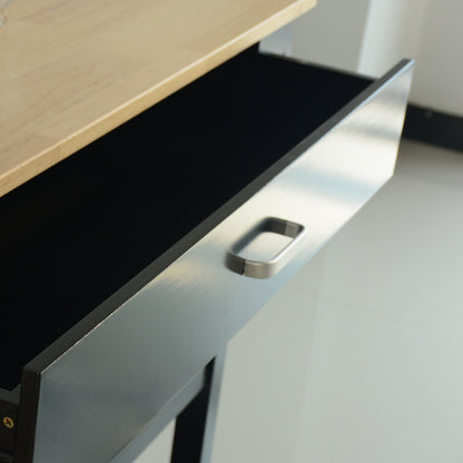 Mobile Kitchen Island with Rubber Wood Top