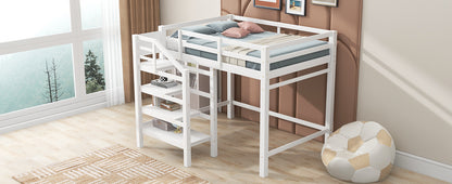 Full Loft Bed with Storage – White Finish