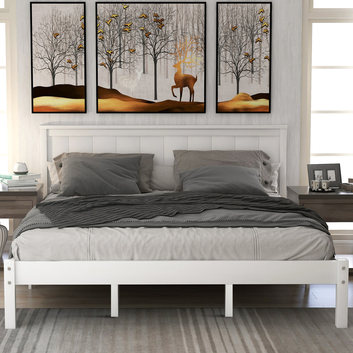 Queen Platform Bed White