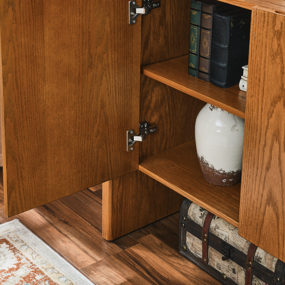 Walnut Buffet Cabinet with Storage Panels