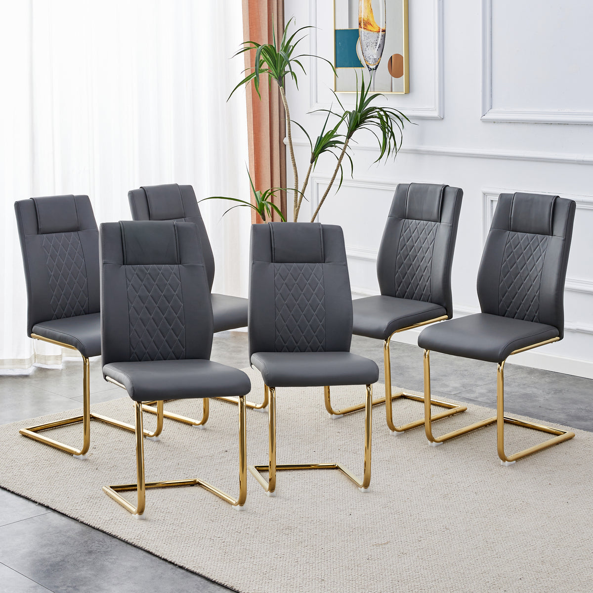 Faux Leather Dining Chairs Set of 4 Gray