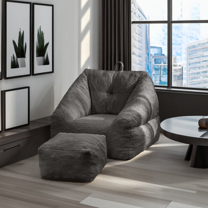 Soft Bean Bag Sofa with Memory Foam Black