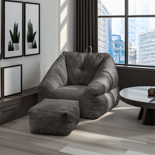 Soft Bean Bag Sofa with Memory Foam Black