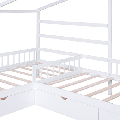 Twin House Bed White