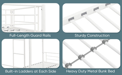 Twin Metal Bunk Bed with Safety Rail White