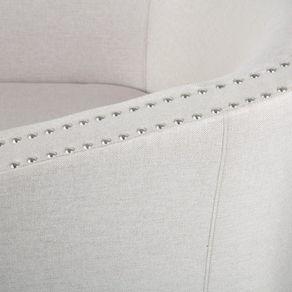 Modern Swivel Lounge Chair – Linen Beige