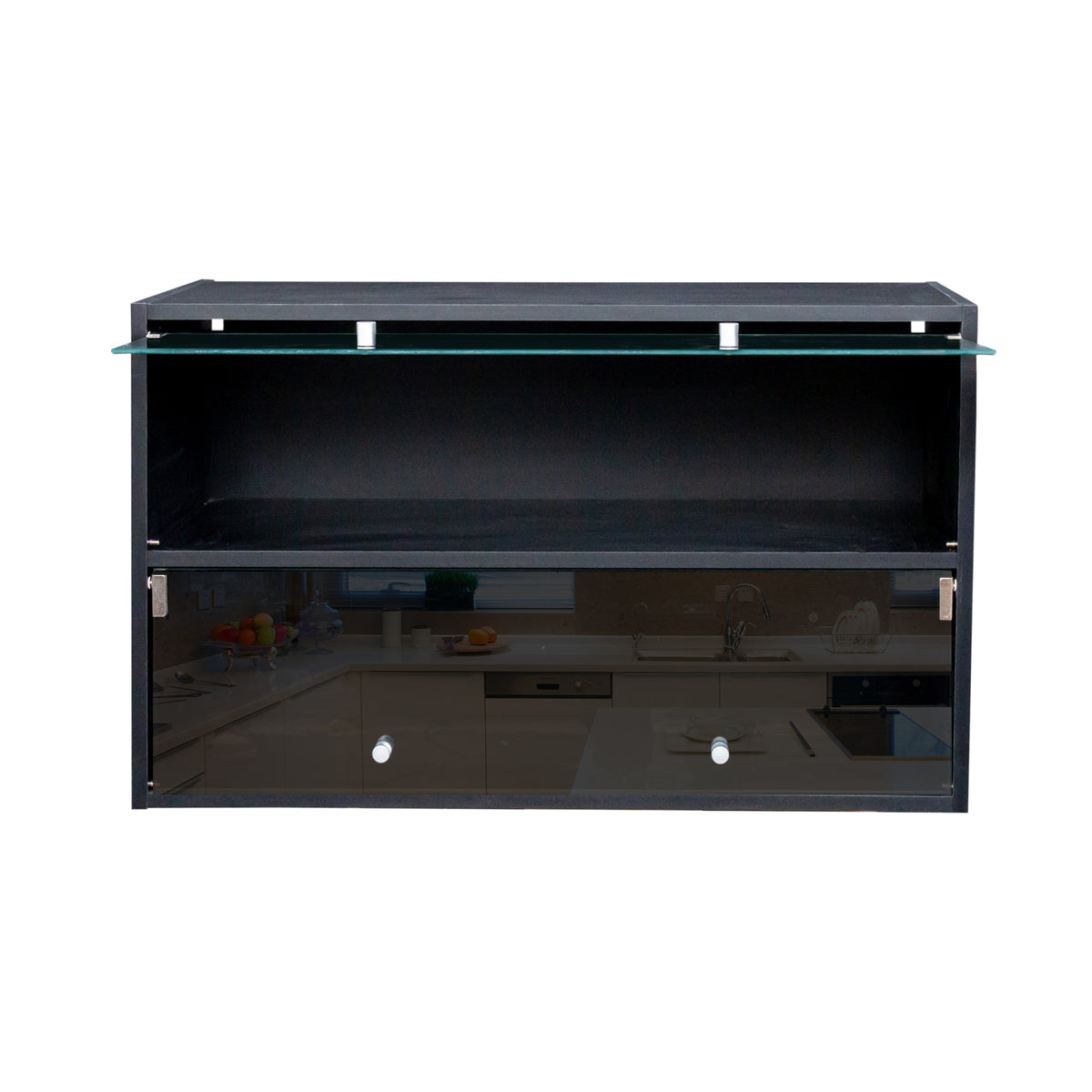 Black Glass Shoe Cabinet with RGB LED Illumination