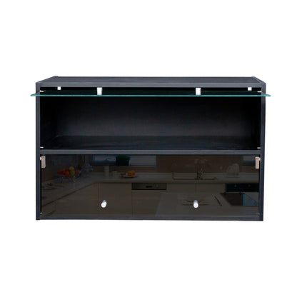 Black Glass Shoe Cabinet with RGB LED Illumination