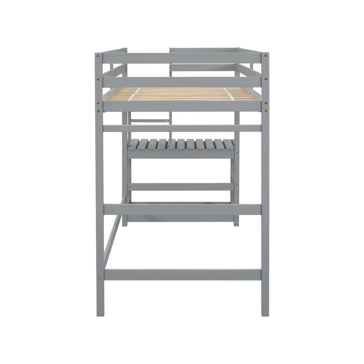 Twin Loft Bed with Ladder Gray
