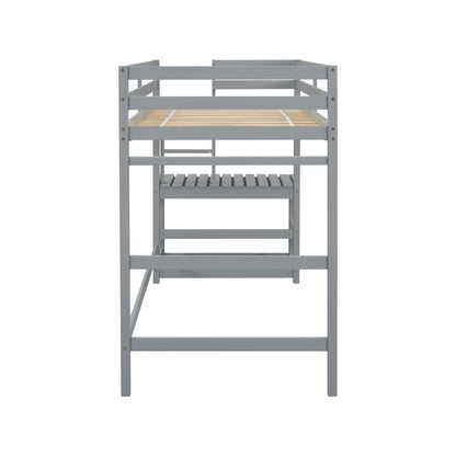Twin Loft Bed with Ladder Gray