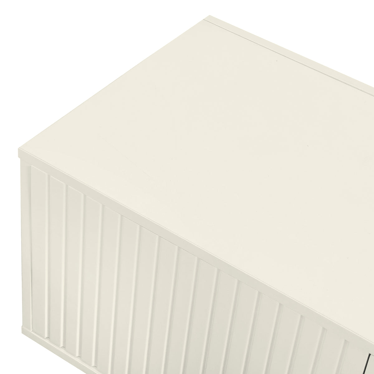 Modern Hidden Storage Bench White Upholstered Seat