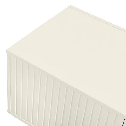 Modern Hidden Storage Bench White Upholstered Seat