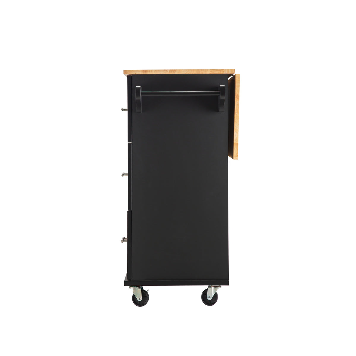 Extendable Kitchen Island with Rubber Wood Top