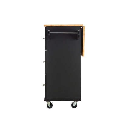 Extendable Kitchen Island with Rubber Wood Top