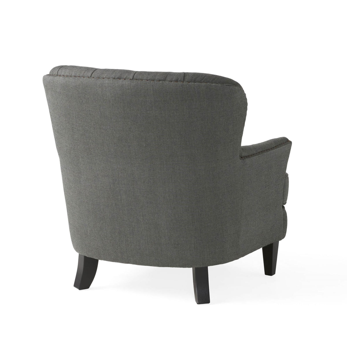 Modern Grey Fabric Club Chair with Ottoman – Upholstered Lounge Set